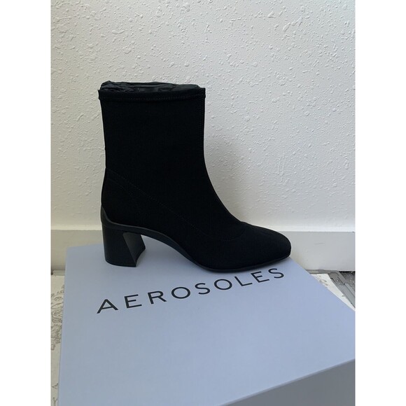 Aerosoles Corinda Black Stretch Block Heel Ankle Boot 9.5 - Picture 1 of 4